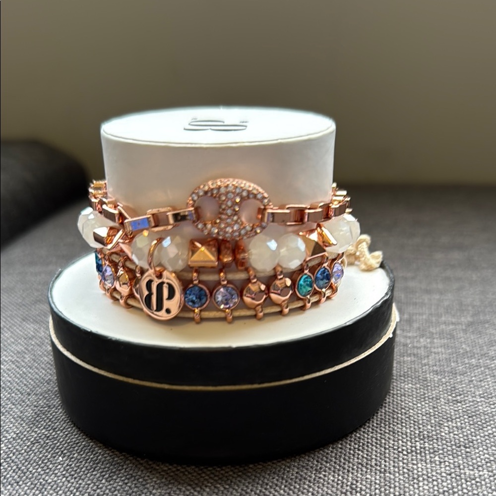 Chic Rose Gold and Blue Crystal Bracelet